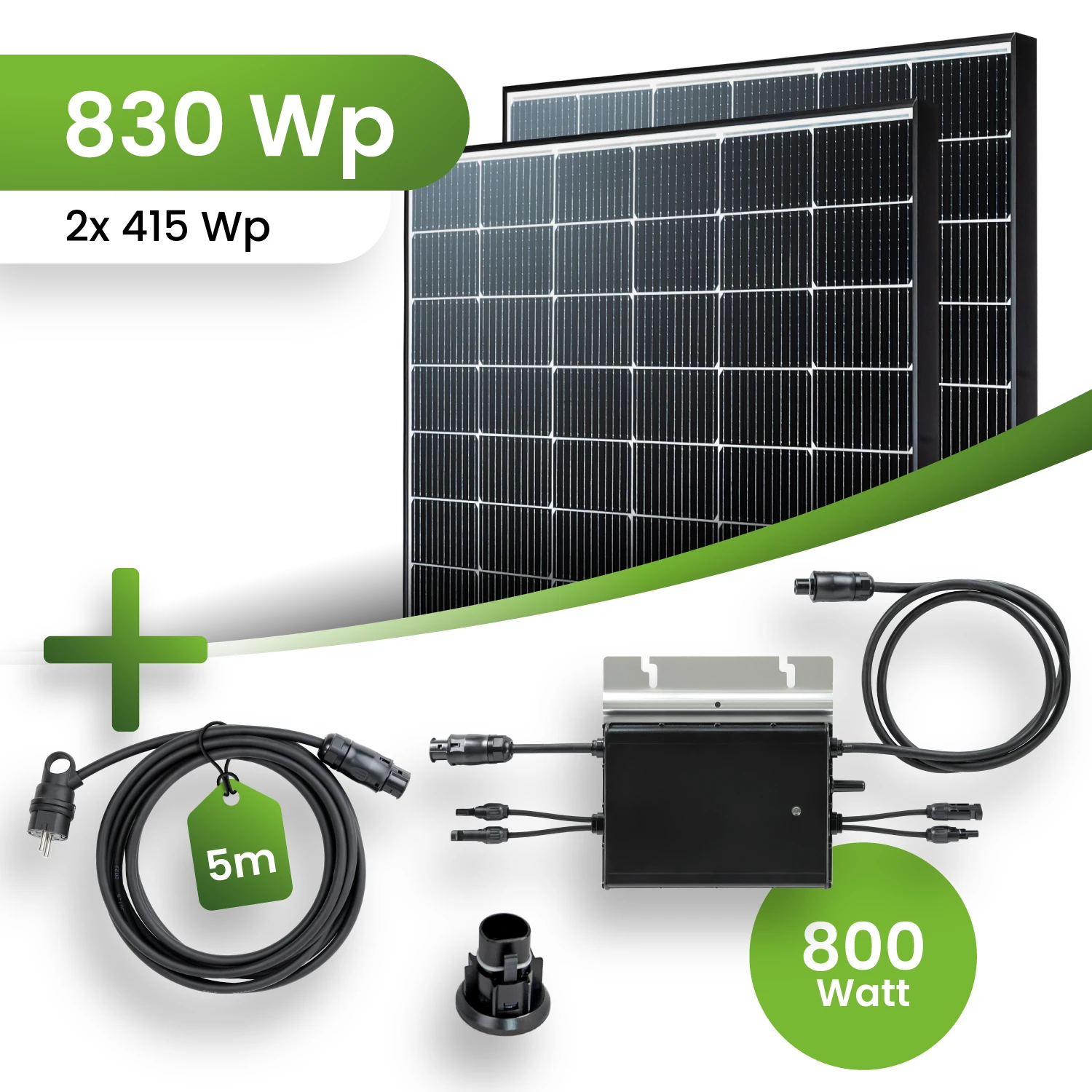  - Balkonkraftwerk Set 830 Wp MR HM-800 Wechselrichter Black Frame JA Solar für nur 370,42€ statt 529,80€